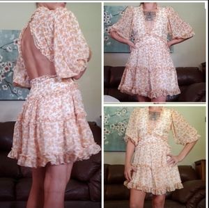 Angel Biba 70s style bell sleeve backless dress